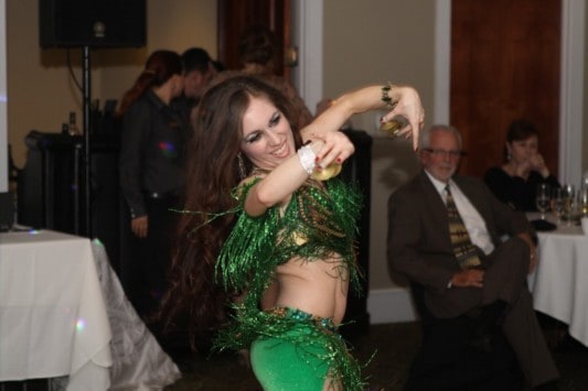 Carrara Nour performs Lebanese style belly dance at a wedding at Golden Bear Club, Windermere/Keene's Point, FL