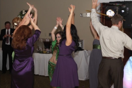 Belly dancing during the wedding reception in Orlando