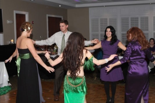 Carrara Nour gets the crowd up to dance at a wedding reception in Orlando