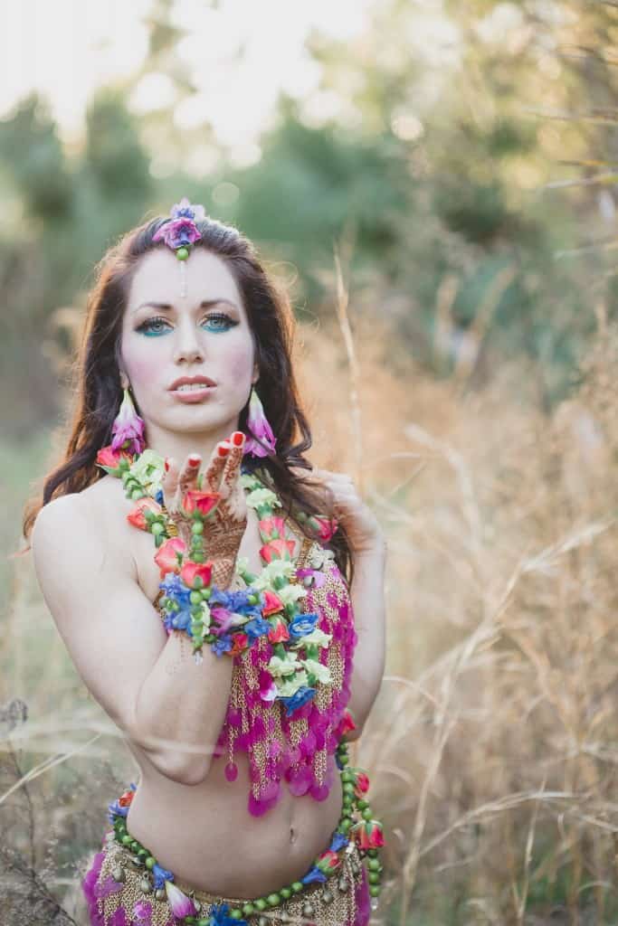 Holi photo shoot by Orlando belly dancer Carrara Nour, Ashley Jane Photography, Flower Girl Designs, and The Henna Studio 